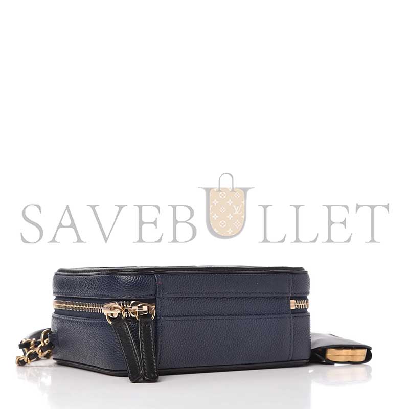 CHANEL CAVIAR QUILTED SMALL CC FILIGREE VANITY CASE NAVY BLACK (16*12*7cm) 